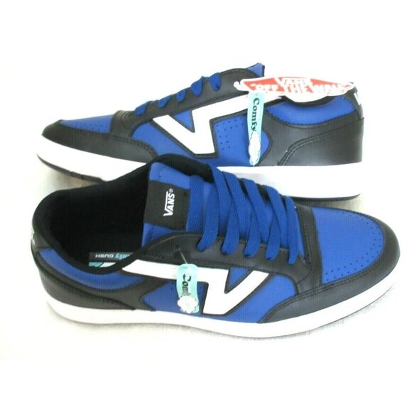 Vans Men's Lowland Cc Leather Two Tone Skate Shoes Black True Blue White NWT - Picture 1 of 5